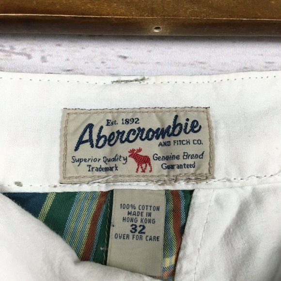 Abercrombie Fitch Mens Plaid Shorts sz 32 Blue Green Casual Flat Front Cotton - Picture 3 of 9